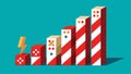 A domino effect with each piece representing a year of compounded interest building upon the last.. Vector illustration. Royalty Free Stock Photo