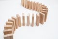 Domino effect - row of white dominoes Royalty Free Stock Photo