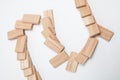 Domino effect - row of white dominoes on white background Royalty Free Stock Photo