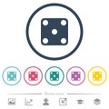 Domino five flat color icons in round outlines