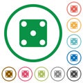 Domino five flat icons with outlines