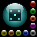 Domino five icons in color illuminated glass buttons