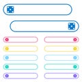 Domino five icons in rounded color menu buttons