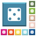 Domino five white icons on edged square buttons