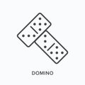 Domino flat line icon. Vector outline illustration of blocks. Black thin linear pictogram for board game