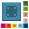 Domino four engraved icons on edged square buttons