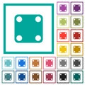 Domino four flat color icons with quadrant frames