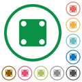 Domino four flat icons with outlines