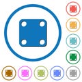 Domino four icons with shadows and outlines