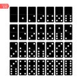 Domino Full Set Vector Realistic Illustration. Black Color. Classic Game Dominoes Bones Isolated On White. Top View. For Royalty Free Stock Photo