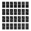 Domino game black pieces realistic illustrations set