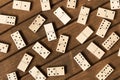 Domino. A game of dominoes on a wooden table Royalty Free Stock Photo