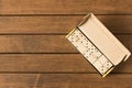 Domino. A game of dominoes on a wooden table Royalty Free Stock Photo