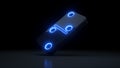 Domino Modern Design 2x2 Dots With Neon Blue Lights Isolated On The Black Background - 3D Illustration