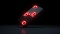 Domino Modern Design 2x2 Dots With Neon Red Lights Isolated On The Black Background - 3D Illustration