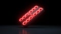 Domino Modern Design 6x6 Dots With Neon Red Lights Isolated On The Black Background - 3D Illustration