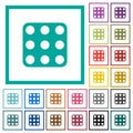 Domino nine flat color icons with quadrant frames