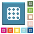 Domino nine white icons on edged square buttons