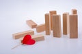 Domino pieces and red heart shape Royalty Free Stock Photo