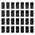 Domino set of 28 tiles. Black pieces with white dots. Simple flat vector illustration Royalty Free Stock Photo