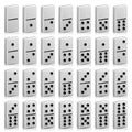 Domino Set Vector Realistic 3D Illustration. White Color. Full Classic Game Dominoes On White. Modern