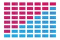 Domino sets of 28 tiles. Two packages in pink and blue. Simple flat vector illustration