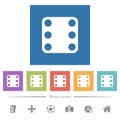 Domino six flat white icons in square backgrounds