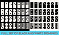 Domino White and black Color Set . Full Classic Game Dominoes bones Isolated On White. Modern Collection Illustration Royalty Free Stock Photo
