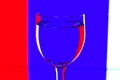 Domino wine glasses on the blue and white Royalty Free Stock Photo