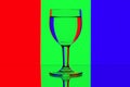 Domino wine glasses on red, green and blue Royalty Free Stock Photo