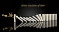 Dominoes Falling in Chain Reaction of Love Royalty Free Stock Photo