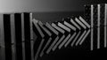 Dominoes falling in zigzag pattern black Royalty Free Stock Photo