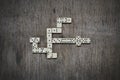 Dominoes game on wooden background