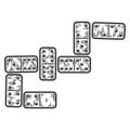 Dominoes tile games. Apparel print design. Scratch board imitation.