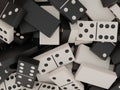 Dominoes tiles laying flat in black and white. 3D Render Royalty Free Stock Photo