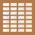 Dominos Set White Tiles Colored Dots Game Wooden Background Royalty Free Stock Photo