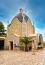 Dominus Flevit Church and sanctuary on Mount of Olives opposite walls of the Old City of Jerusalem, Israel Royalty Free Stock Photo