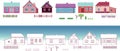 Small cottages. Simple geometric vector elements for your design