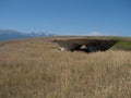 The Domo at Tippet Rise Art Center in Montana with the Beartooth Mountains in the Background
