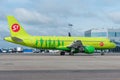 Domodedovo airport, Moscow - July 11th, 2015: Airbus A320 VQ-BES of S7 Airlines