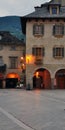 Domodossola, Italy. Market square by night