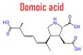 Domoic acid algae poison molecule, skeletal chemical formula. Responsible for amnesic shellfish poisoning - ASP.
