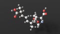 domoic acid molecule, molecular structure, neurotoxin, ball and stick 3d model, structural chemical formula with colored atoms