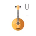 Domra and Tuning Fork Musical Instrument Vector Illustration Royalty Free Stock Photo