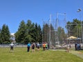 DOMZALE, SLOVENIA. 13.6.2020 Group of elderly athletes, waiting to compete in a throwing event