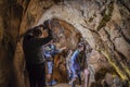 DOMZALE, SLOVENIA - Jul 16, 2019: Exploring a cave