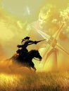 Don Quixote Attacks the Windmills Royalty Free Stock Photo