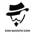 Don quixote icon vector isolated on white background, logo concept of Don quixote sign on transparent background, black filled