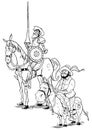 Don Quixote and Sancho Panza on White