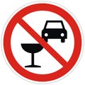 Alcohol forbidden by the wheel, vector symbol